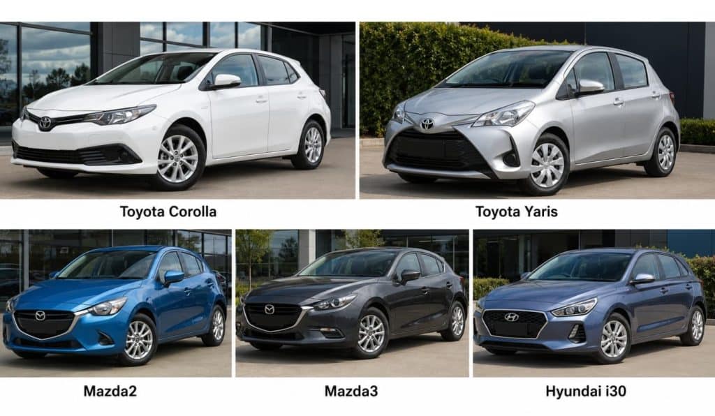 Toyota Corolla, Toyota Yaris, Mazda2, Mazda3 and Hyundai i30 small hatchbacks under $15,000