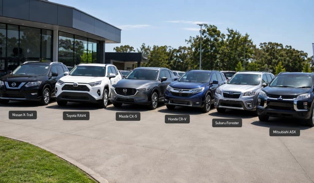Nissan X-Trail, Toyota RAV4, Mazda CX-5, Honda CR-V, Subaru Forester and Mitsubishi ASX used SUVs