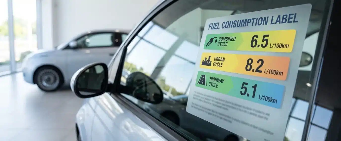How to read an Australian fuel consumption label showing L/100km figures